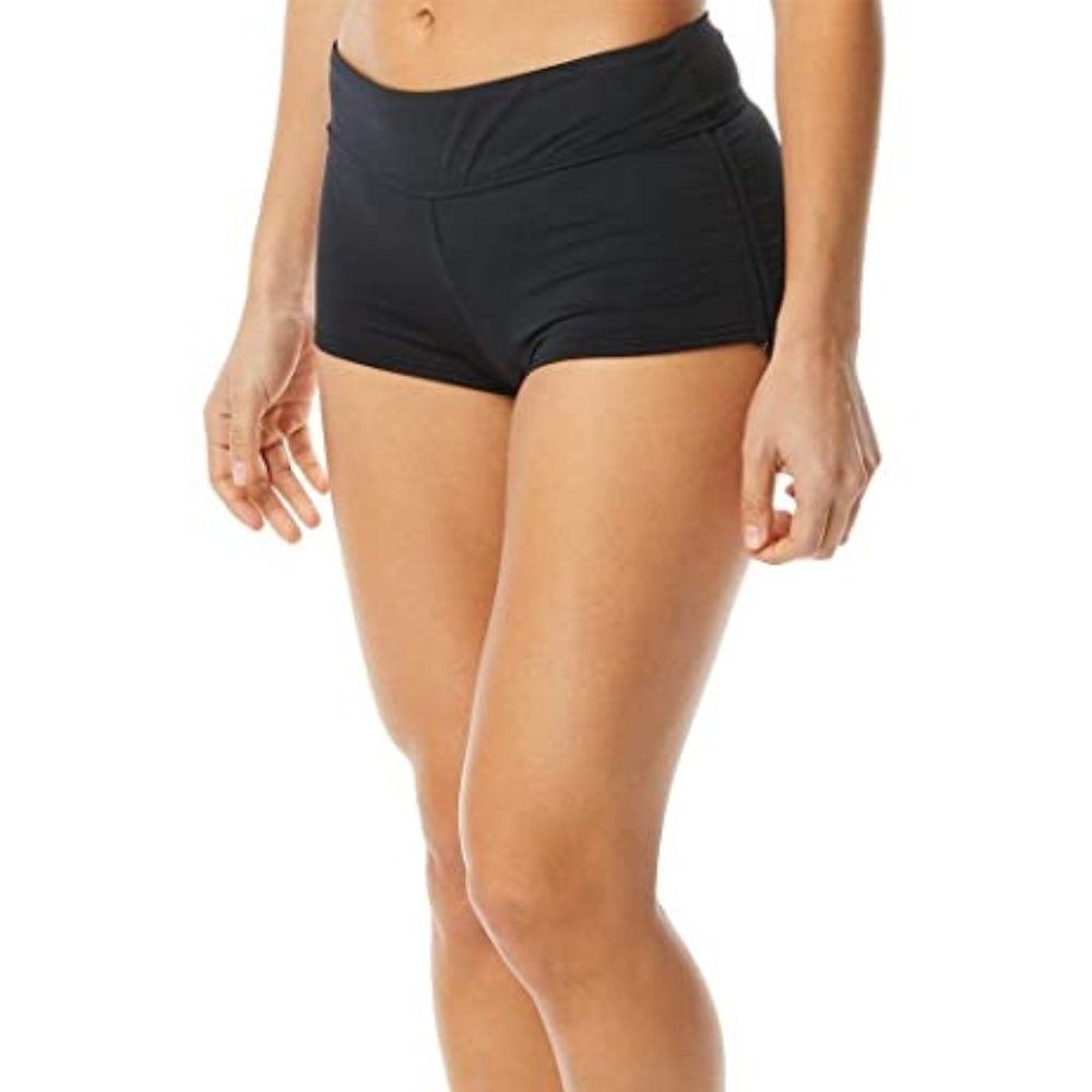 L Swim Bikini Bottom Mid-rise Brief Boyshort Style Black LARGE